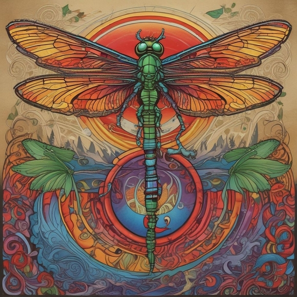 Colorful Dragonfly Art Print - Picture 1 of 1